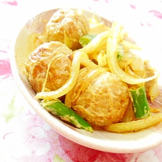 ❤新玉葱と冷凍肉団子のマヨカレー炒め❤